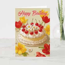 Tarjeta de deseos de pastel de cumpleaños dulce