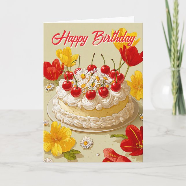 Tarjeta de deseos de pastel de cumpleaños dulce (Anverso)