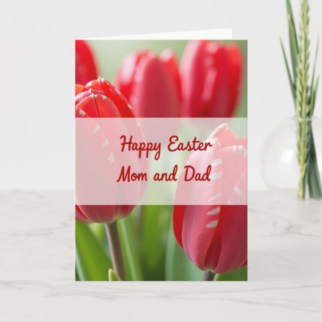 Tarjeta de deseos de primavera con flores rojas (Anverso)