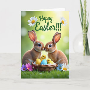Tarjeta de deseos de primavera de conejito adorabl