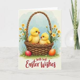 Tarjeta de deseos de primavera para pollitos