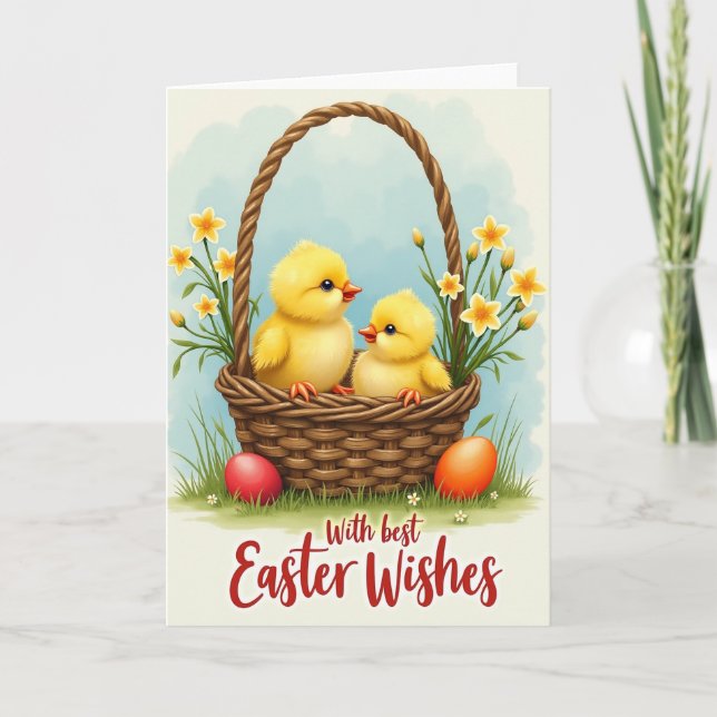 Tarjeta de deseos de primavera para pollitos (Anverso)