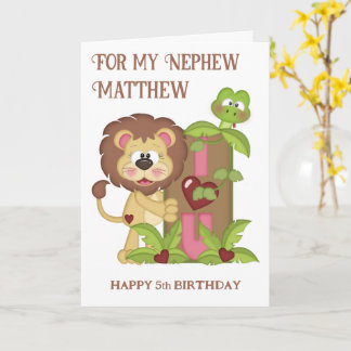 Tarjeta de deseos de quinto cumpleaños del sobrino