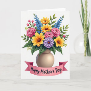 Tarjeta de deseos de ramo floral