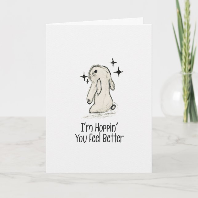 Tarjeta de deseos de recuperación Bunny Hoppin’ Yo (Anverso)