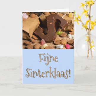 Tarjeta de deseos de Sinterklaas azul con dulces