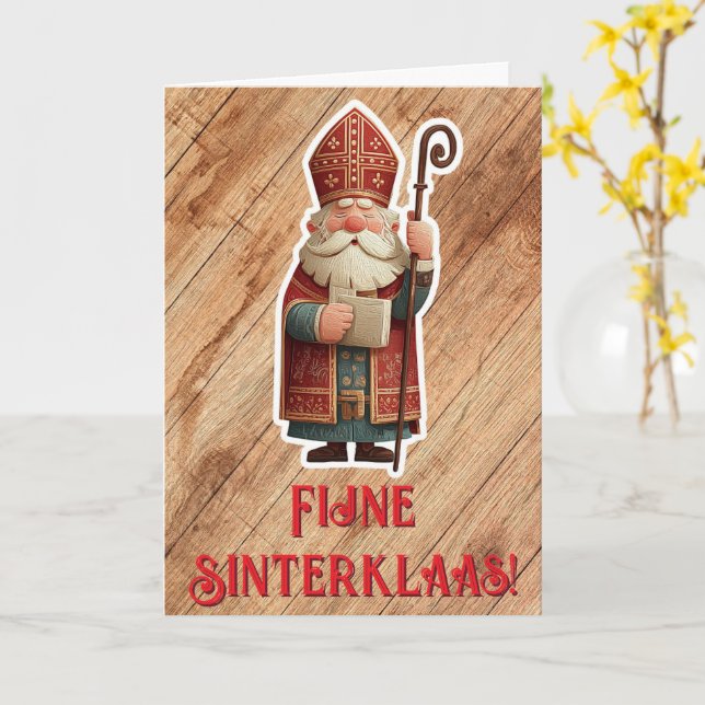 Tarjeta de deseos de Sinterklaas tradicional con S (flor amarilla)
