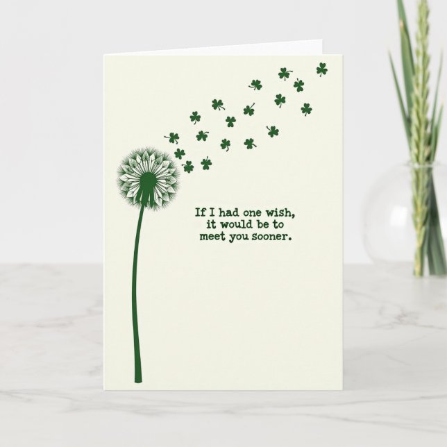 Tarjeta de deseos de trébol verde (Anverso)
