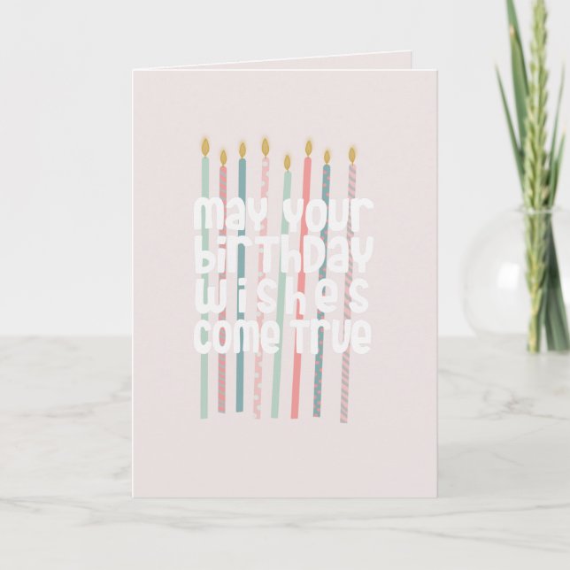 Tarjeta de deseos de velas de cumpleaños (Anverso)
