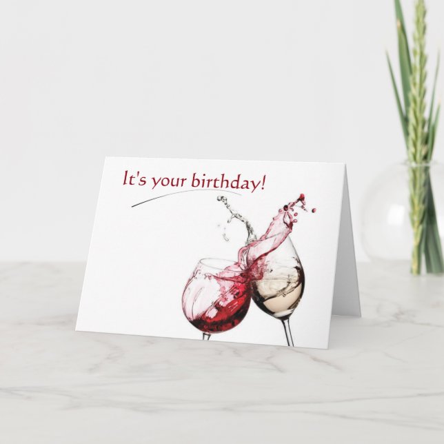 Tarjeta de deseos de vino y cumpleaños (Anverso)