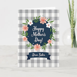 Tarjeta de Deseos del Día de la Madre a Cuadros