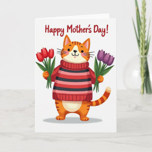 Tarjeta de Deseos del Día de la Madre con Gato Flo