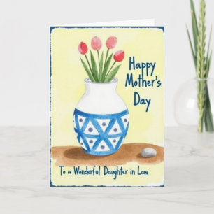 Tarjeta de deseos del Día de la Madre con jarrón