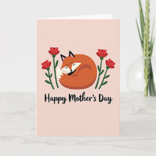 Tarjeta de deseos del Día de la Madre Fox Floral