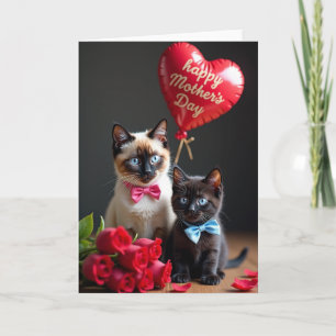 Tarjeta de deseos del día de la madre gatito
