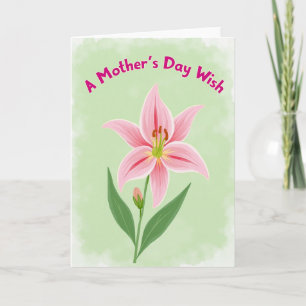 Tarjeta de deseos del Día de la Madre Pink Lily