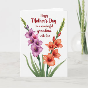 Tarjeta de deseos del día de las abuelas carmesí