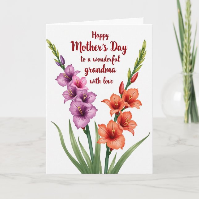 Tarjeta de deseos del día de las abuelas carmesí (Anverso)