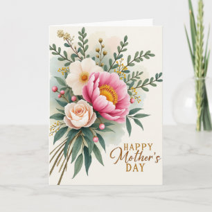 Tarjeta de Deseos del Día de las Madres Floral Gem