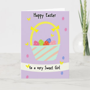 Tarjeta de deseos dulces de Pascua para niña