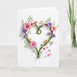 Tarjeta de Deseos Florales de Corazón