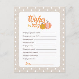 Tarjeta de deseos para baby shower de calabaza oto