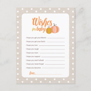 Tarjeta de deseos para baby shower de calabaza oto