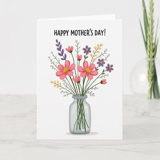 Tarjeta de Deseos para el Día de la Madre con Flor (Anverso)