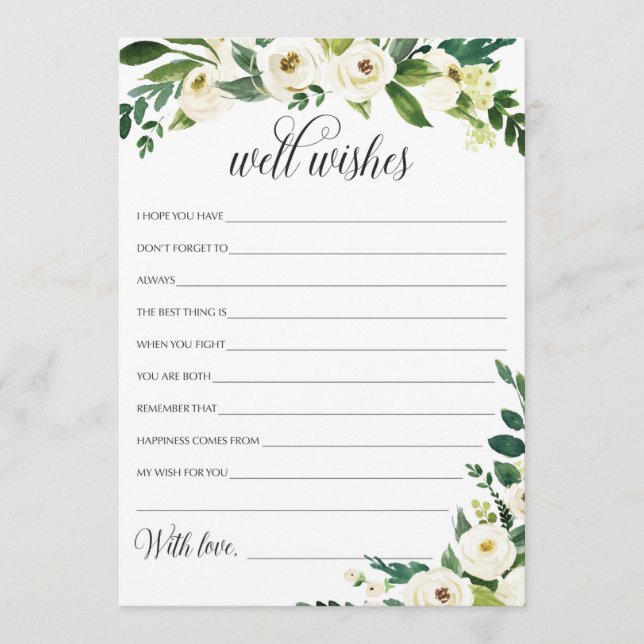 Tarjeta de deseos para la novia y el novio (Anverso)
