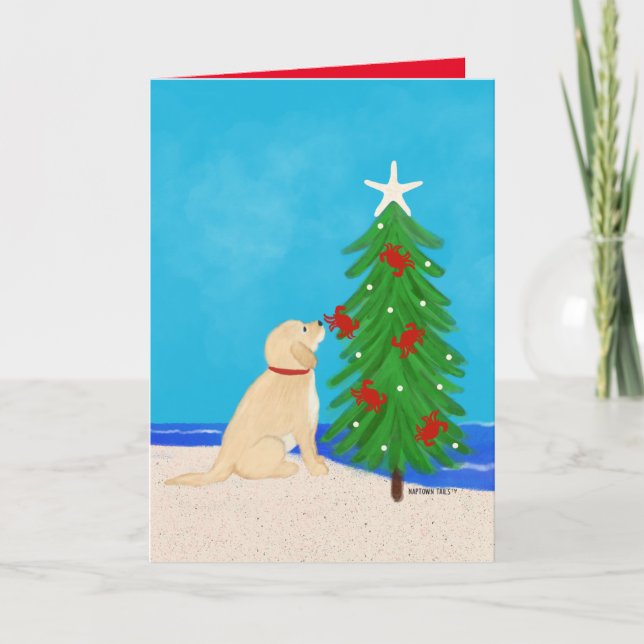 Tarjeta de deseos para Navidades de perro de Santa (Anverso)