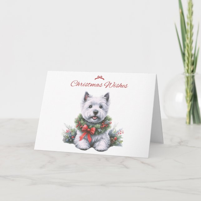 Tarjeta de deseos para Navidades Westie (Anverso)
