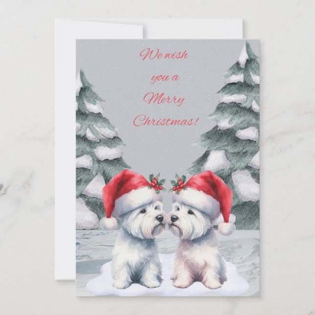 Tarjeta de Deseos para Navidades Westie de Inviern (Anverso)