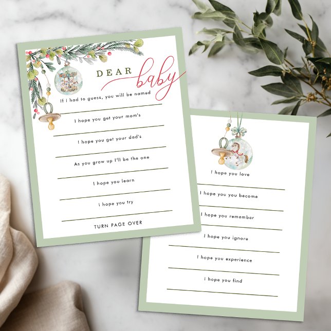 Tarjeta de deseos "Querido Bebé" de Merry Little B (Dear Baby - Baby Shower Activity)