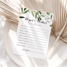 Tarjeta de deseos y esperanzas de Baby Shower verd