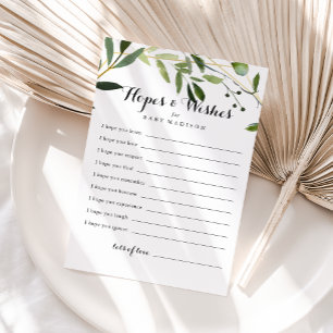 Tarjeta de deseos y esperanzas de Baby Shower verd