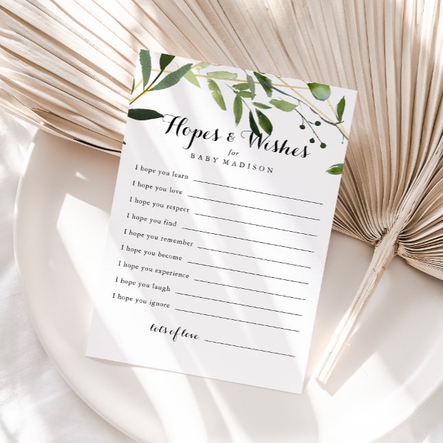 Tarjeta de deseos y esperanzas de Baby Shower verd (Subido por el creador)