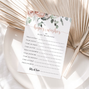 Tarjeta de deseos y esperanzas para Baby Shower ro