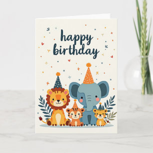 Tarjeta de desfile de animales por cumpleaños aleg