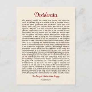 Tarjeta de Desiderata | Arte Mini Desiderata