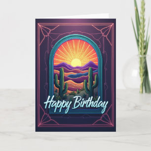 Tarjeta de desierto neón alegre