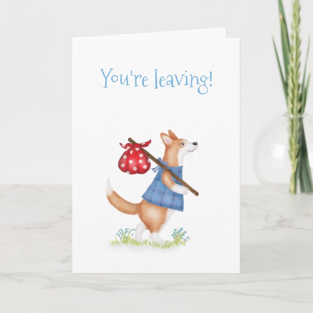 Tarjeta de despedida de adorable corgi (Anverso)