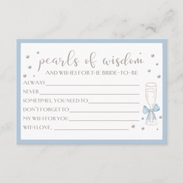 Tarjeta de Despedida de Soltera con Lazo Azul Perl (Anverso)