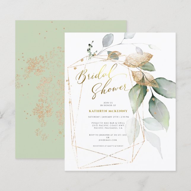 Tarjeta de Despedida de Soltera con Verde de Eucal (Anverso / Reverso)