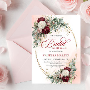 Tarjeta de Despedida de Soltera Floral Granate Rom