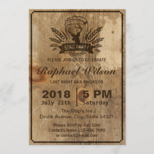 Tarjeta de despedida de soltero Retro Wood Beer & 