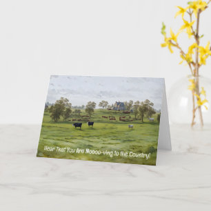 Tarjeta de desplazamiento de granja rural con esti