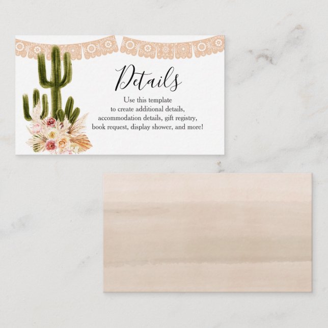 Tarjeta de detalle Boho Cactus Taco sobre Love Pam (Anverso / Reverso)