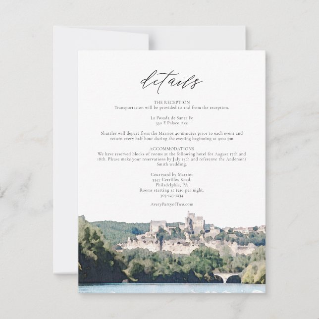 Tarjeta de detalle de acuarela Dordogne River Sout (Anverso)