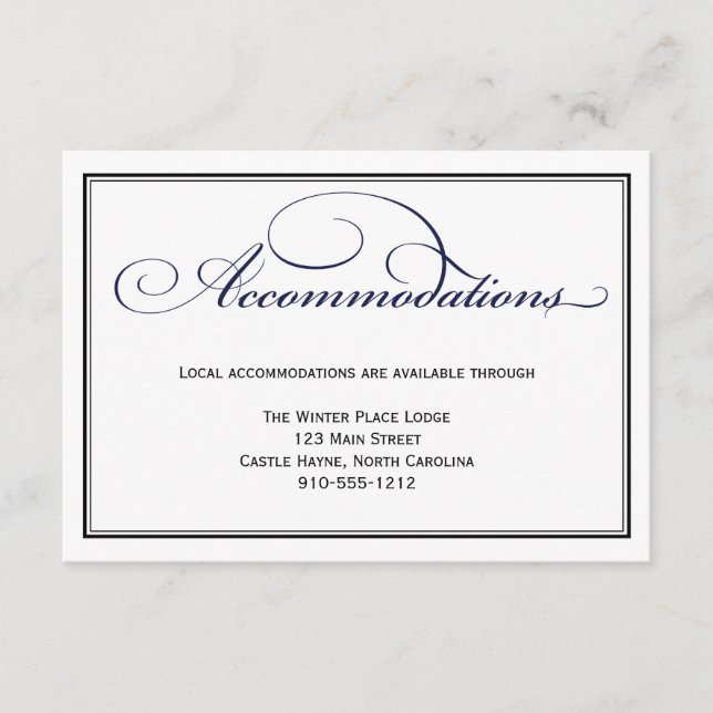 Tarjeta de detalle de alojamiento de Boda azul de  (Anverso)