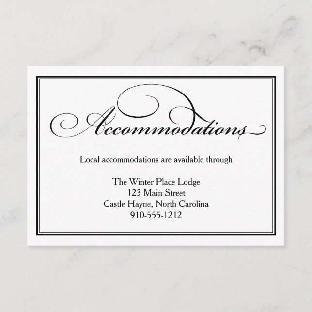 Tarjeta de detalle de alojamiento para Bodas blanc (Anverso)